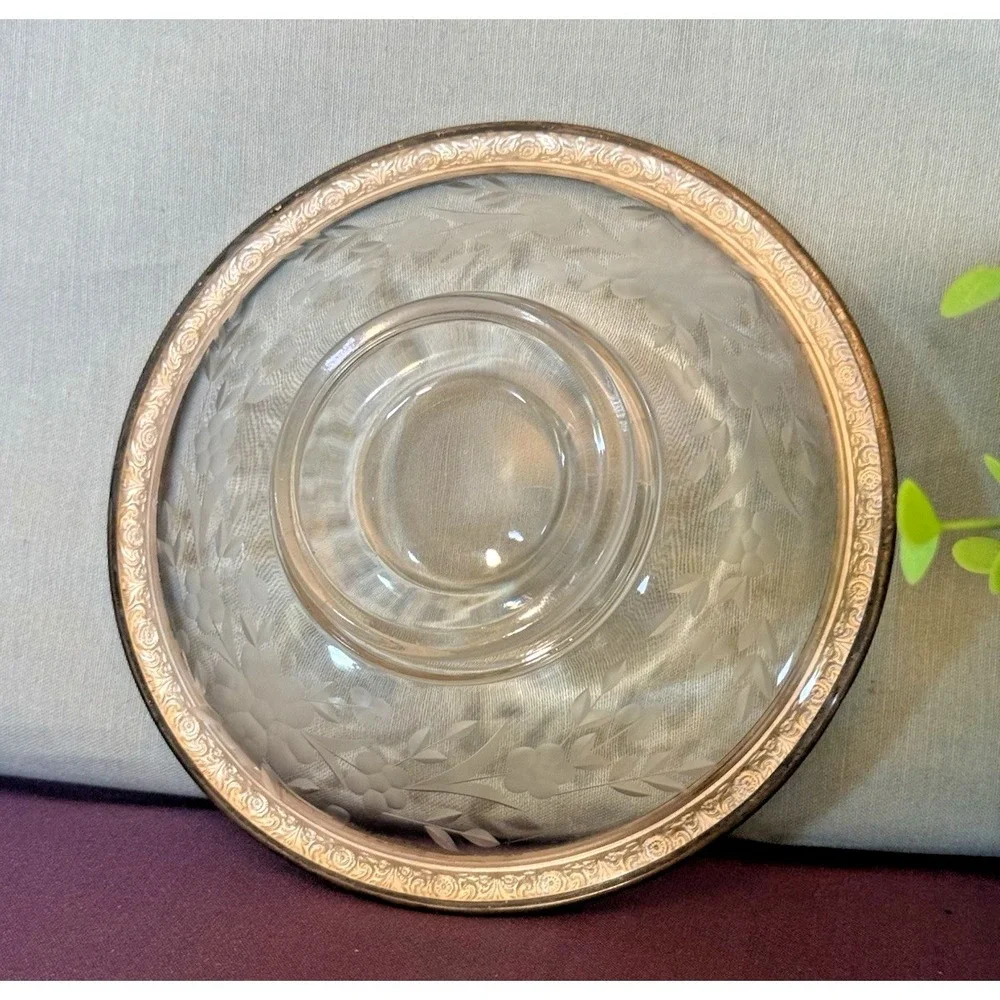 International Silver Prelude Sterling on Cut Glass Candy‎ Dish 6